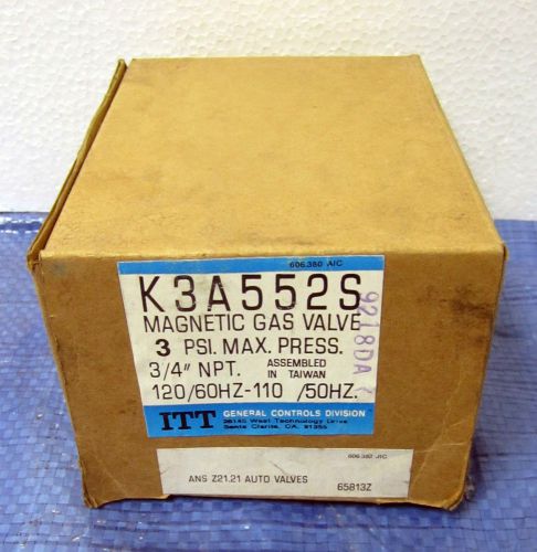 Itt 3 psi 3/4&#034; npt. magnetic gas valve k3a552s nib!!! for sale