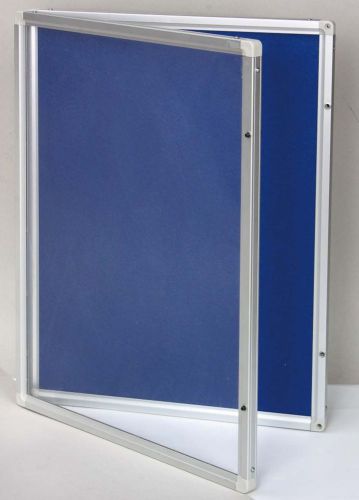 GREY 600X900MM LOCKABLE COMMERCIAL NOTICE PIN BOARD SHOWCASE WITH CLEAR DOOR