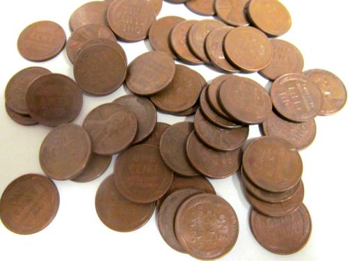 CIRCULATED &amp; MIXED YEAR LINCOLN WHEAT PENNY CENT ROLL 100 COINS