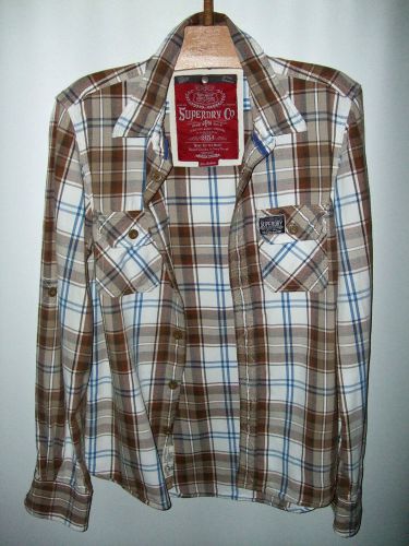 mint c. Superdry casual / workwear unisex shirt checked brown size M S RN 127685