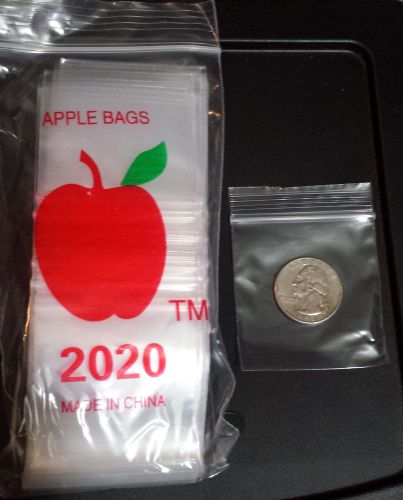 100 Clear Apple Baggies 2&#034; x  2&#034; Mini Ziplock Bags 2020