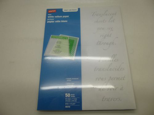 Staples 496755 White Inkjet Vellum Paper Translucent Invitations 29LB 50 Sheets