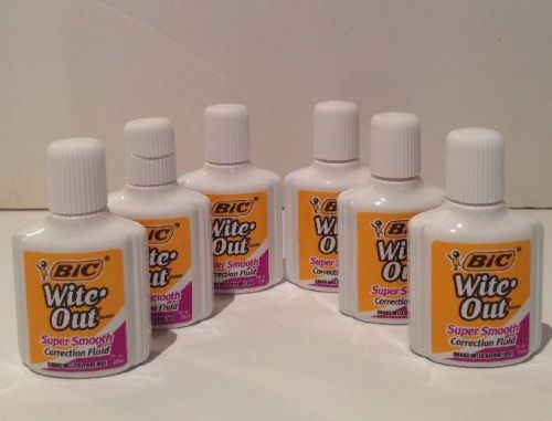 LIQUID PAPER - WHITE OUT-  FAST DRY CORRECTION FLUID - 6 BOTTLES - NEW