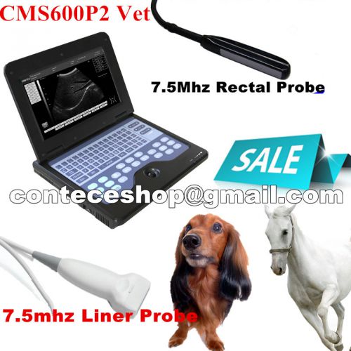 New, Portable Laptop B-ultrasound Scanner CMS600P2Vet with 2 probes,CONTEC