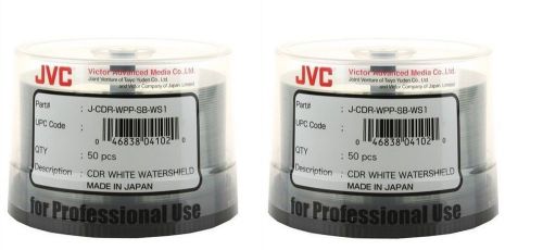 50 X 2.  100 pcs. JVC White Watershield Printable CD-R&#039;s FREE SHIPPING