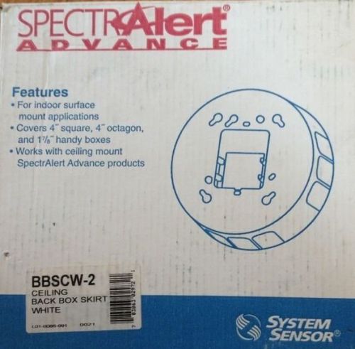 NEW SYSTEM SENSOR SPECTRA ALERT ADVANCE BBSCW CEILING BACK BOX SKIRT WHITE NIB