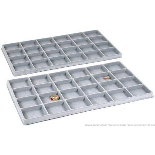 2 Grey Flocked 24 Compartment Display Tray Inserts