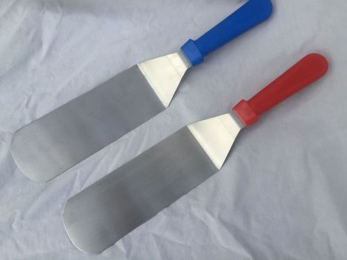 14.5&#034;  solidturner / spatula stainless steel set - one red 7 one blue  kosher for sale