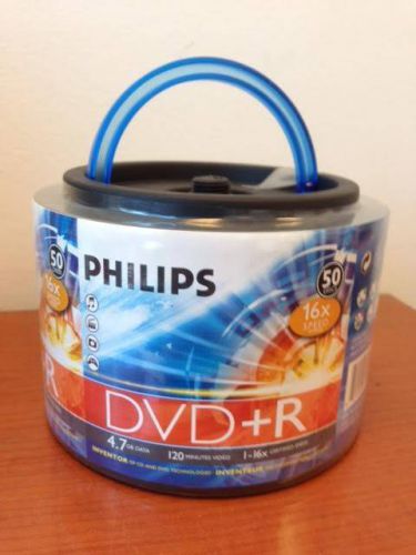100-pack philips branded 16x dvd+r blank recordable media disk disc dr4s6h50f/17 for sale