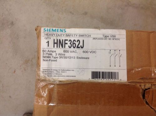 *NIB*New In Box* Siemens HNF362J 600VAC 3PST 60 Amps Safety Switch