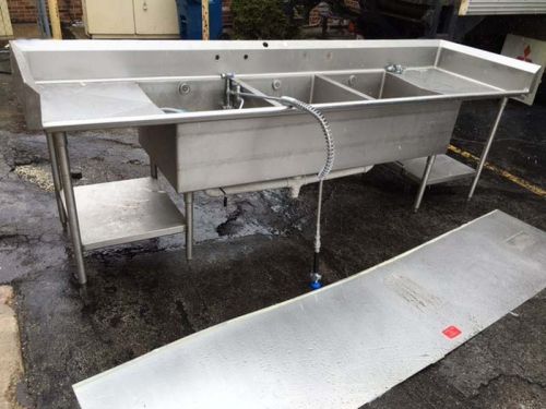 Universal 3 Compartment Sink with L&amp;R Drains Boards