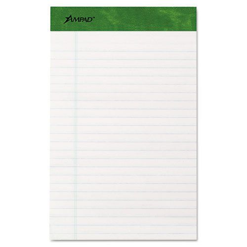 Ampad Recycled Writing Pads, Jr. Legal/Margin Rule, 5 x 8, White, 50 Sheets