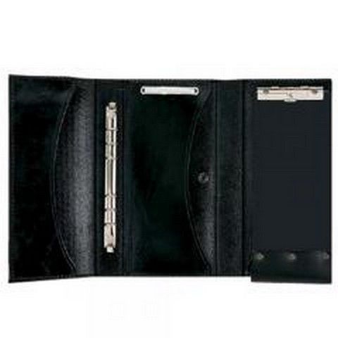 Aker Leather A681-BP Tri-Fold Citation Book Leather Plain Black