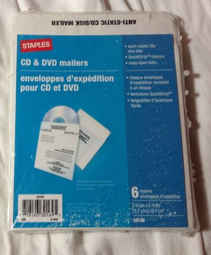 STAPLES 6 pack CD/DVD Mailers