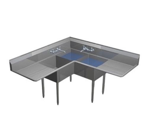 Duke CS3C24 Corner Sink three compartment with 24&#034; left &amp; right drainboards