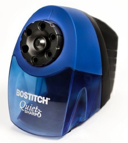 Bostitch QuietSharp  6 Classroom Electric Pencil Sharpener, 6-Holes, Blue (EP...