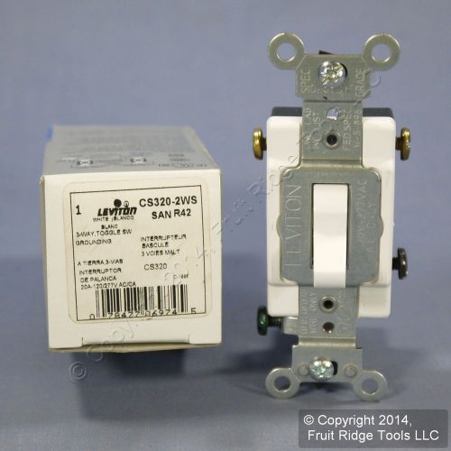 New leviton white 3-way commercial toggle wall light switch 20a cs320-2w boxed for sale
