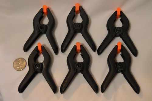 6 Plastic Spring Grip Clamps 3.5&#034; Black Small DIY Tools NEW