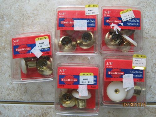 Lot of 5 packages 5/8&#034; Swivel Glide Wood Or Metal Legs Faultless Caster Cups