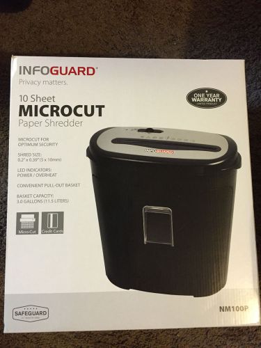 Factory Sealed Infoguard 10-Sheet Microcut Paper Shredder Model NM100P