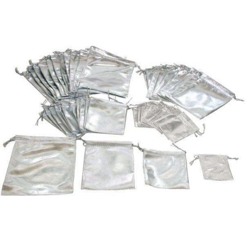48 Pouches Silver Gift Bags 4 Styles Jewelry Display