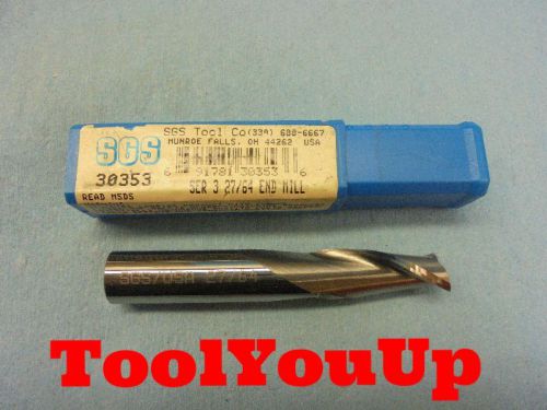 NEW SGS 27/64 2 FLUTE CENTER CUTTING SOLID CARBIDE END MILL 1&#034; LOC USA 30353