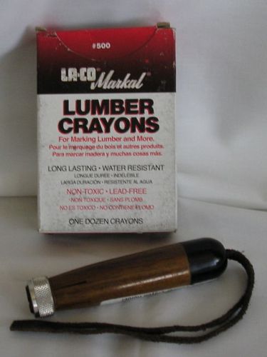 Box of 12 New La-co Markal Lumber Crayons Black  with Holder