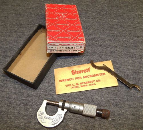 Vintage Machinist Starrett #T232RL 1/2&#034; Micrometer 50955 Ratchet Stop in Box