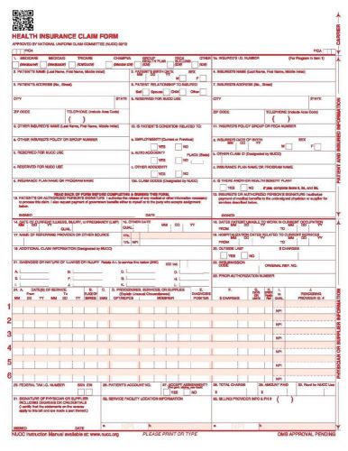 For Handwritten Use - CMS 1500 / HCFA 1500 Medical Billing Forms (CMS12S) - 50