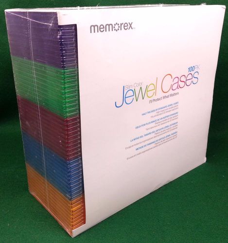 New MEMOREX Slim Color JEWEL CASES 100 pack PROTECT WHAT MATTERS CD Storage