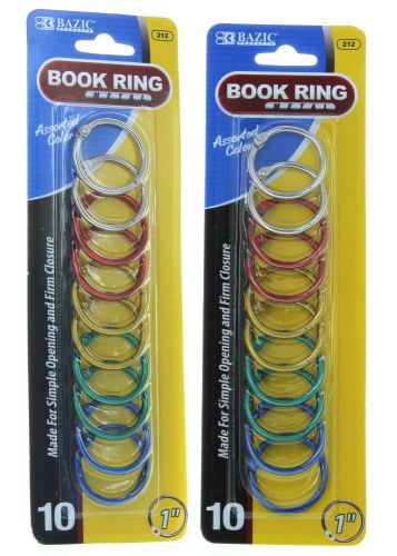 Bazic 1&#034; Metal Book Rings Lot of 20 Assorted Colors # 212