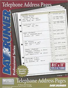 Dayrunner professional series telephone address refill pages 8.5&#034; x 11&#034; 490-230 for sale