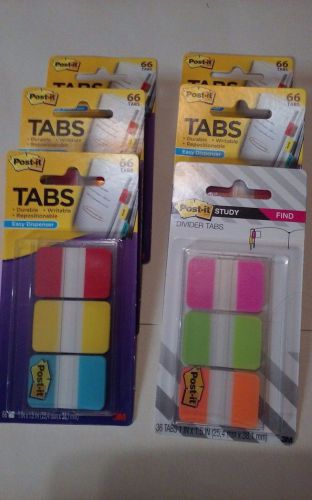 Post It TABS lot of 5 writable Tabs &amp; 1 Study Find Divider Tab school/office