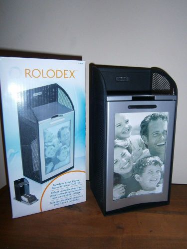 ROLODEX TWO TONE MESH PHOTO FRAME BUSINESS CARD FILE 1734235