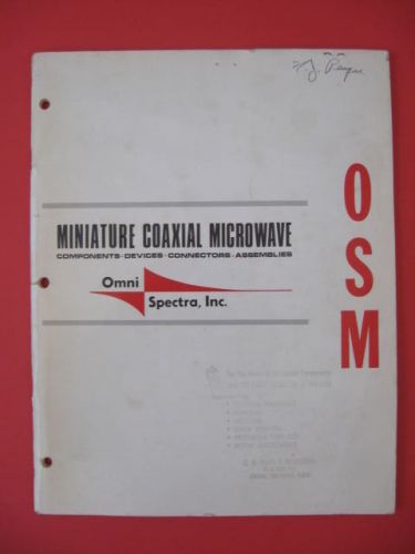 Vintage 1968 OSM Omni Spectra MINIATURE COAXIAL MICROWAVE Components Catalog