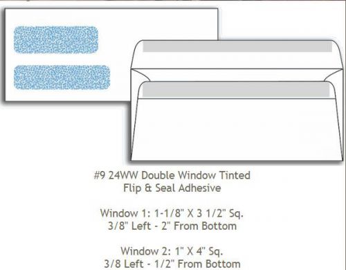 Double Window #9 Envelopes Self Seal White Wove Free Shipping In Stock