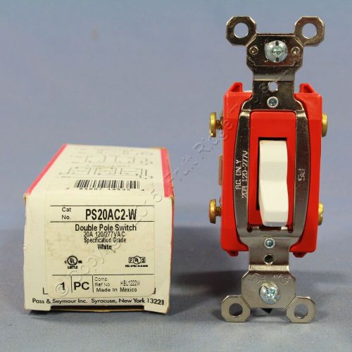 Pass &amp; Seymour White INDUSTRIAL Toggle Wall Light Switch DOUBLE POLE 20A 20AC2-W