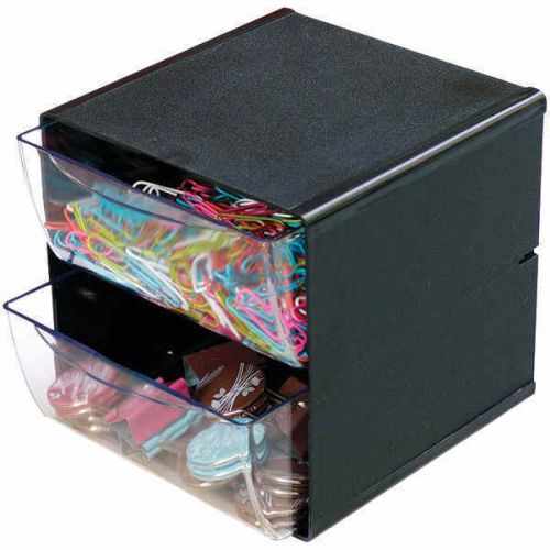 Deflecto 350104 desk cube organizer w/2 drawers black 7.5&#034;x6&#034;x6&#034; for sale