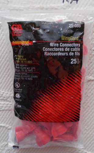 GB Gardner Bender 25-086 Red Wing Gard Wire Connectors Range 18-10 AWG 25 Count