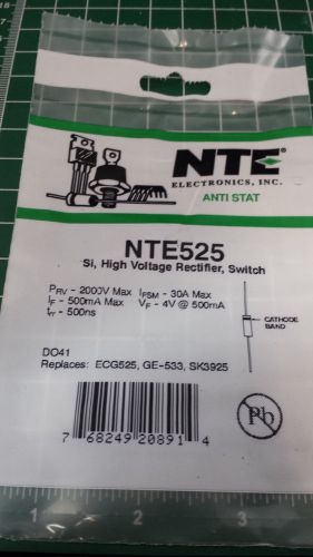 5x NTE525 2kv high voltage diode 500ma/30A surge ECG525 GE-533 SK3925