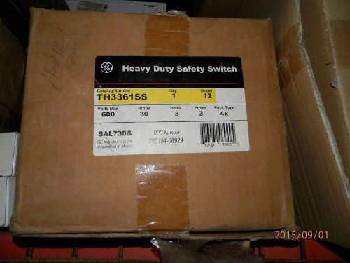 Stainless Steel TH3361SS  3 Phase FUSIBLE 30 AMP 600 VOLT DISCONNECT
