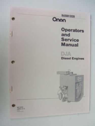 ONAN DJA Series Diesel Engine Service Manual NOS Generator Genset Refer Welder