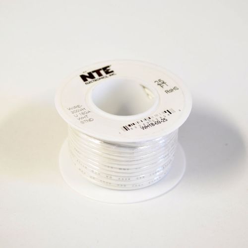NTE WH18-09-25  Hook Up Wire Stranded Wire 300V 18AWG 25ft White NEW!!!
