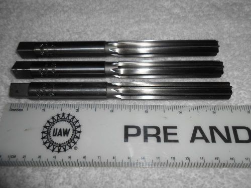 Vintage lot of 3 &#034;ctd no. 128a&#034; steel expansion hand reamers .561&#034; .566&#034; .5675&#034; for sale