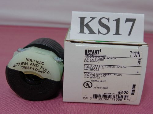 NEW BRYANT TWIST LOCK 7102N 20 AMP LOCKING PLUG HBL7102C 2 POLE FREE SHIPPING