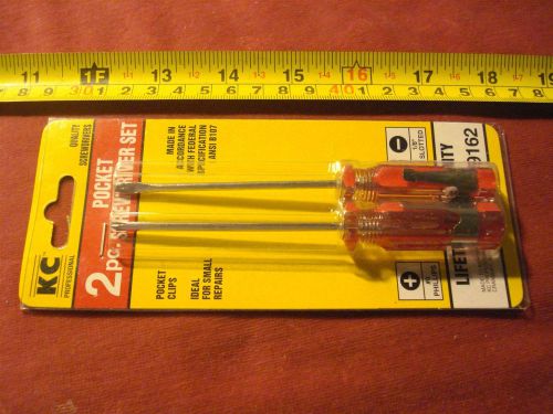 (1128.) pocket screwdriver set of 2 pc, phillips #0 &amp; slotted 1/8&#034; for sale