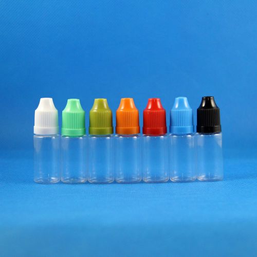 100 Pcs 10ML PET Clear Plastic Child Proof Dropper Bottles E Juicy Vapor Liquid