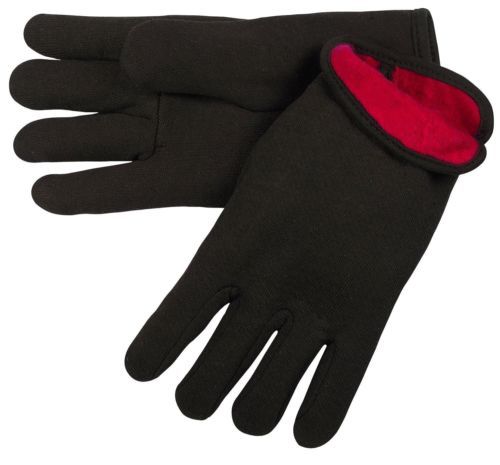 NEW S.C. Brown Jersey Gloves with Red Fleece Lined Winter Gloves(12-Pairs)Large,