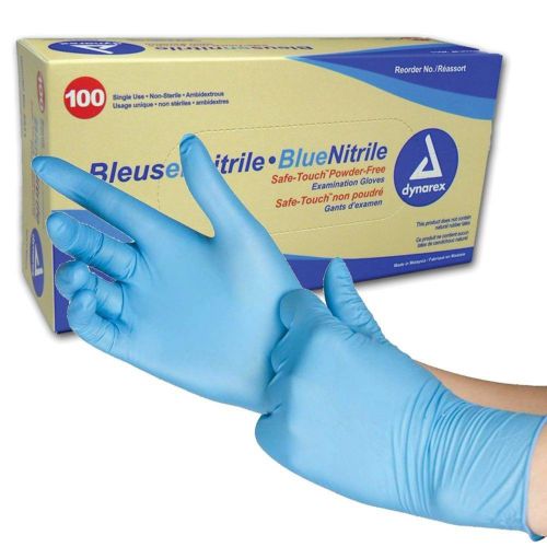 Dynarex safetouch nitrile exam gloves non latex powder-free medium box/100 box for sale