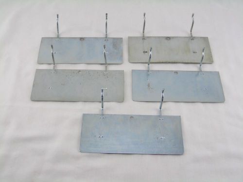 5 METAL PEG HOOK SHELVES 1/8&#034;  3&#034; X 6 3/4&#034; USED PEG BOARD SHELF